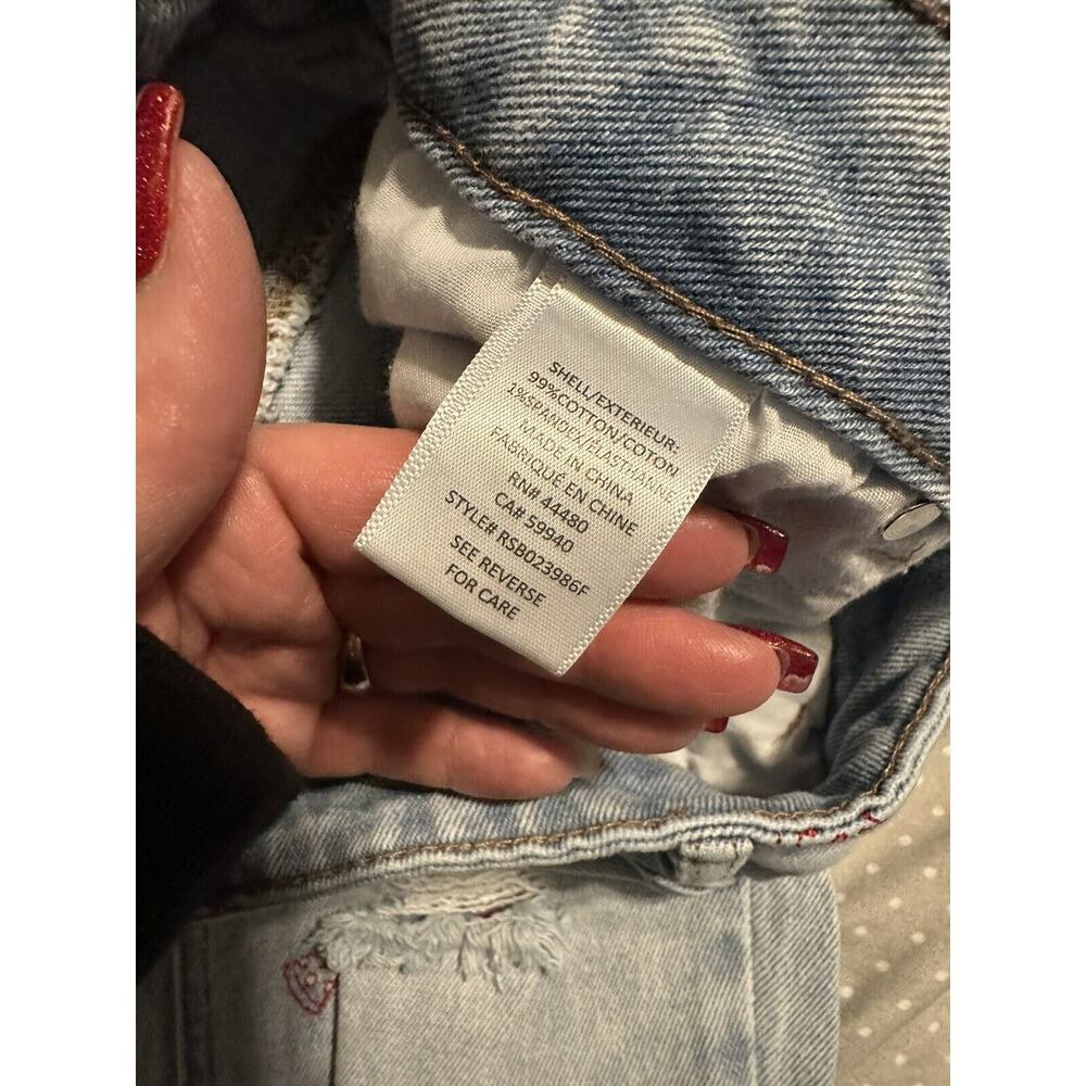 Tinseltown High Rise The Mom Jeans Embroidered Pizza Pattern Distressed Chewed - Picture 6 of 7